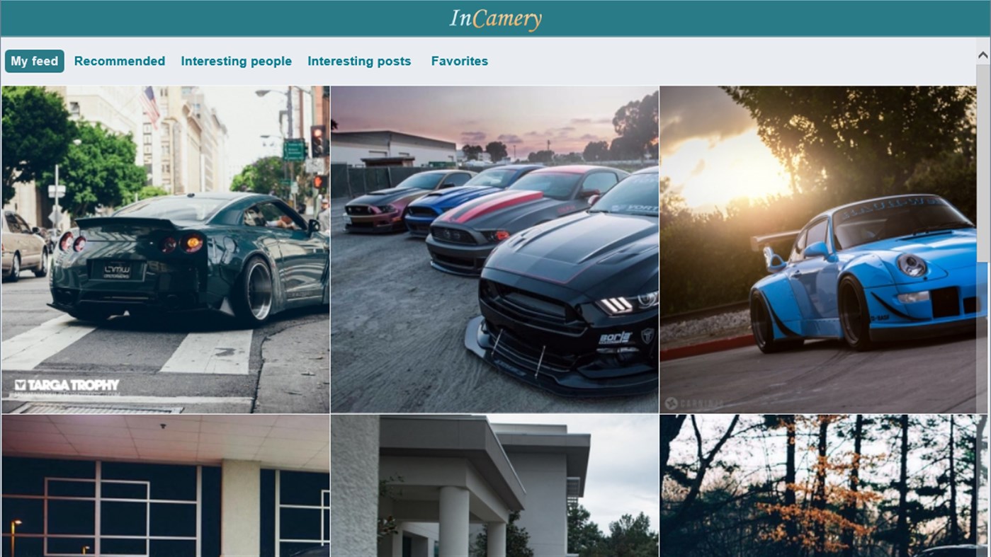 Дизайн приложения фото социальной сети с доходом InCamery для Windows